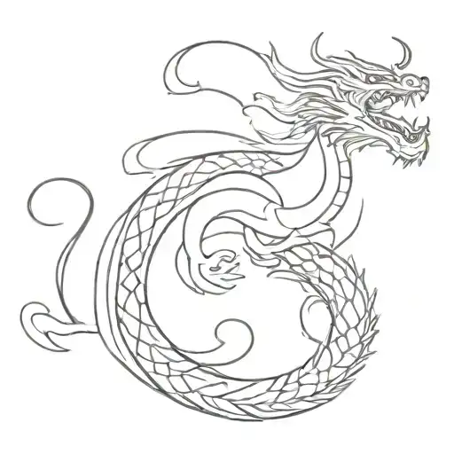A minimalist tattoo of a traditional Vietnamese dragon intertwined with a Chinese phoenix, representing your interest in Asian culture and heritage tattoo design idea