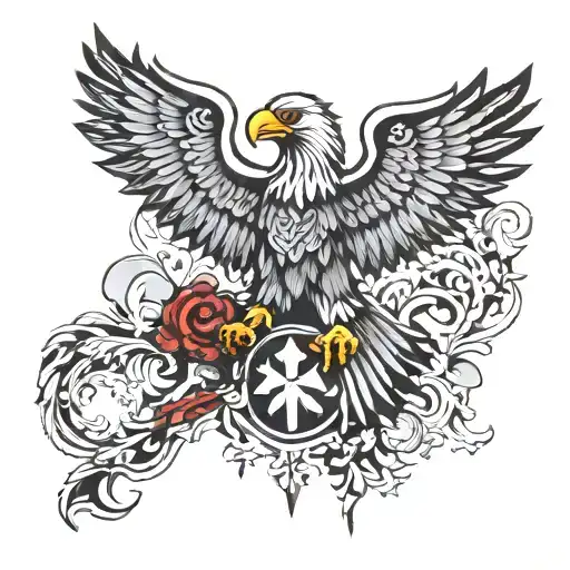 Albanian eagle and Portuguese cross tattoo design idea
