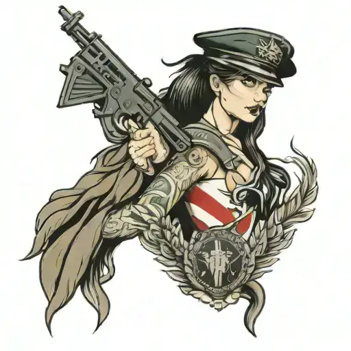 female military veteran tattoo design idea