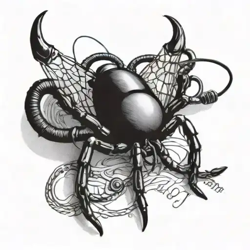 A spider crawling on a stethoscope with the name 'Jerry' intertwined in the design tattoo design idea