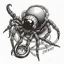 A spider crawling on a stethoscope with the name 'Jerry' intertwined in the design tattoo design idea