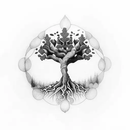Tree of life with the fruits of the spirit on it tattoo design idea