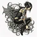 hot girl in emo clothes tattoo design idea