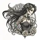 hot girl in emo clothes tattoo design idea