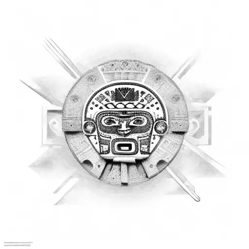 aztec mayans electronic tattoo design idea