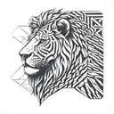 lion in zebra fur tattoo design idea