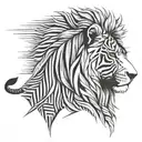 lion in zebra fur tattoo design idea