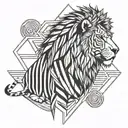 lion in zebra fur tattoo design idea