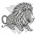 lion in zebra fur tattoo design idea