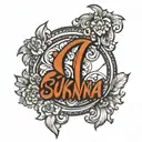 Sukanya name in mirror and reverse with only readable by me  tattoo design idea