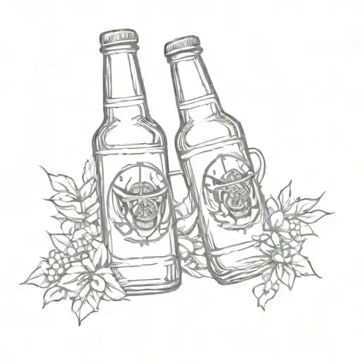 A sketch tattoo of a beer bottle with the Metallica logo on it tattoo design idea
