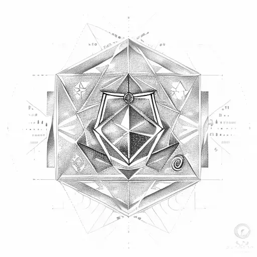 crypto currency, crescent and star, first coin in history, seal of solomon and letter B tattoo design idea