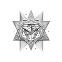 crypto currency, crescent and star, first coin in history, seal of solomon and letter B tattoo design idea