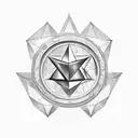 crypto currency, crescent and star, first coin in history, seal of solomon and letter B tattoo design idea