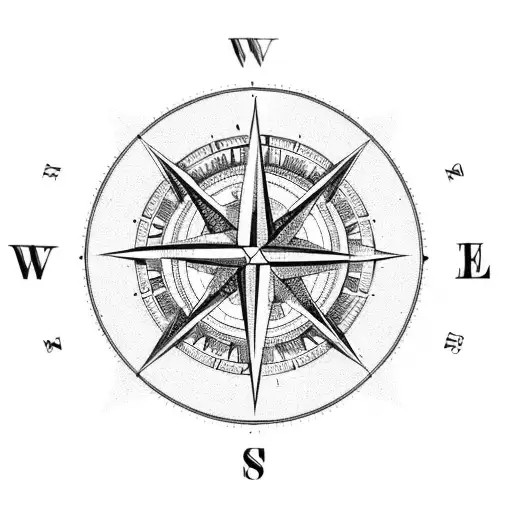 A compass surrounded by intricate travel landmarks tattoo design idea