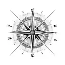 A compass surrounded by intricate travel landmarks tattoo design idea