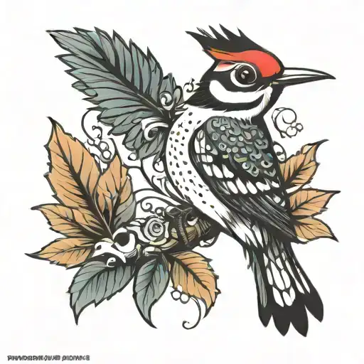 woodpecker tattoo design idea