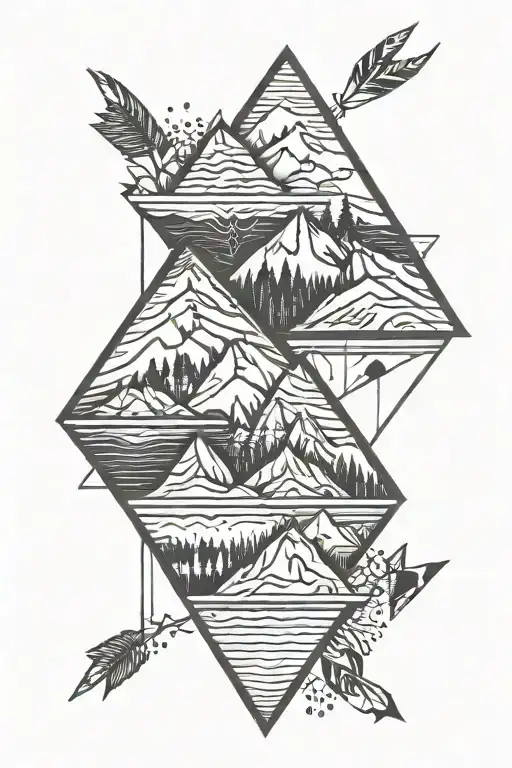 Mountain sport arrow tattoo design idea