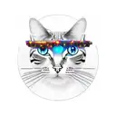 A sewing machine with cosmic patterns and a cat thread holder tattoo design idea