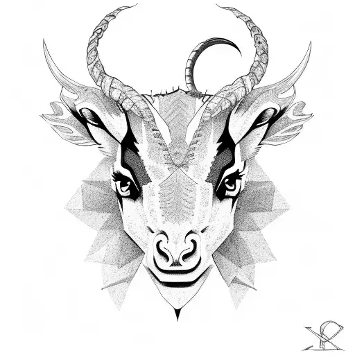 starring eyes and billy goat, metal music connected with anxiety disorder tattoo design idea