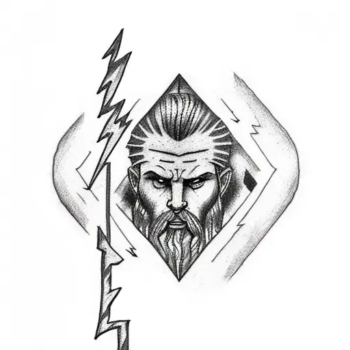 tattoo of Zeus holding a lightning bolt tattoo design idea