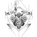 Dotwork tattoo of Zeus holding a lightning bolt tattoo design idea