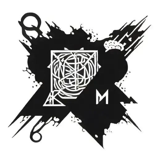 cyber sigilism w text "Munnihais" tattoo design idea