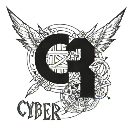 cyber sigilism w text " written tattoo design idea
