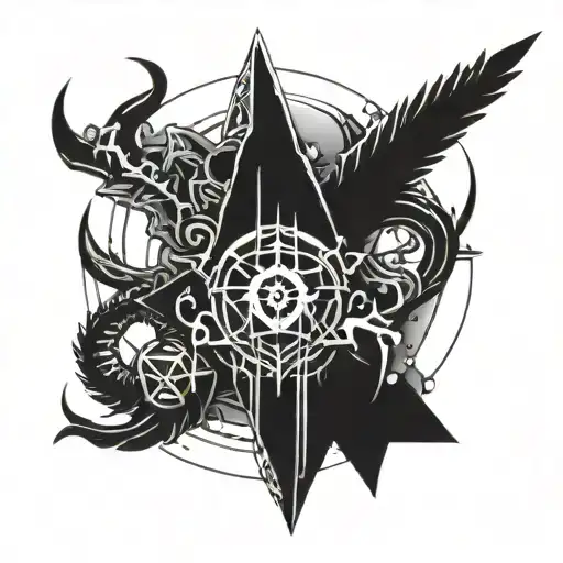 Cyber sigilism style tattoo tattoo design idea