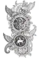 zodiac signs cancer,pisces,libra and leo for forearm tattoo design idea