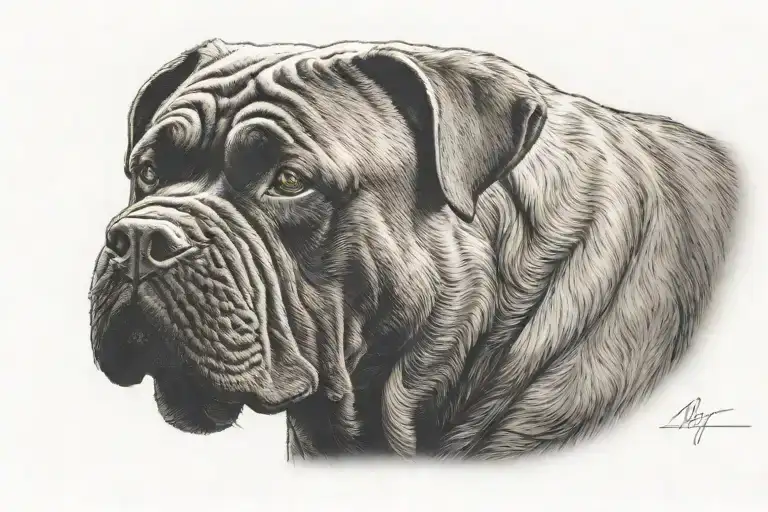 cane corso on a mountain tattoo design idea