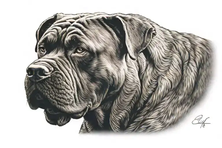 cane corso on a mountain tattoo design idea