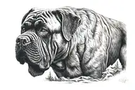 cane corso on a mountain tattoo design idea