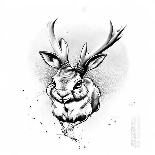 jackalope jumping tattoo design idea