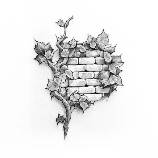 ivy grown on a brick wall tattoo design idea
