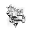 brick wall with ivy tattoo design idea