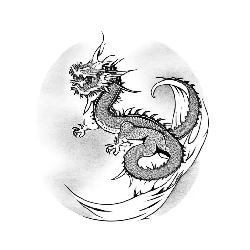 japanese Dragon ascending a waterfall tattoo design idea