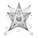 witch hat, star, moon tattoo design idea