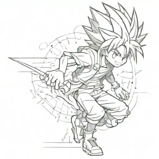 Create a tattoo design featuring Gon Freecss and Killua Zoldyck in a dynamic action pose tattoo design idea