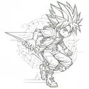Create a tattoo design featuring Gon Freecss and Killua Zoldyck in a dynamic action pose tattoo design idea