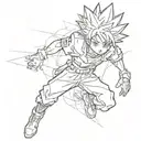 Create a tattoo design featuring Gon Freecss and Killua Zoldyck in a dynamic action pose tattoo design idea