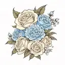 White roses, blue carnations, baby’s breath, Beau, 3/19/22 tattoo design idea