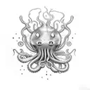 A horrifying coffee cup with tentacles and creepy crawlies crawling out of it tattoo design idea