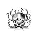 A horrifying coffee cup with tentacles and creepy crawlies crawling out of it tattoo design idea