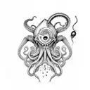 A horrifying coffee cup with tentacles and creepy crawlies crawling out of it tattoo design idea