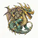 mechanical dragon warrior tattoo design idea