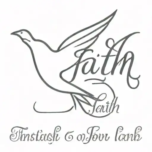 word faith and a heart and a dove tattoo design idea