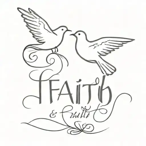 word faith and a heart and a dove tattoo design idea