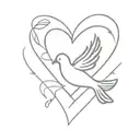 word faith and a heart and a dove tattoo design idea