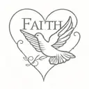 word faith and a heart and a dove tattoo design idea